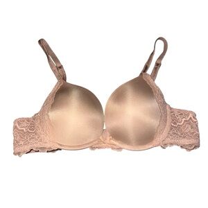 EUC Victoria's Secret Dream Angels Push-Up Lace Smooth Bra Nude Beige 36A